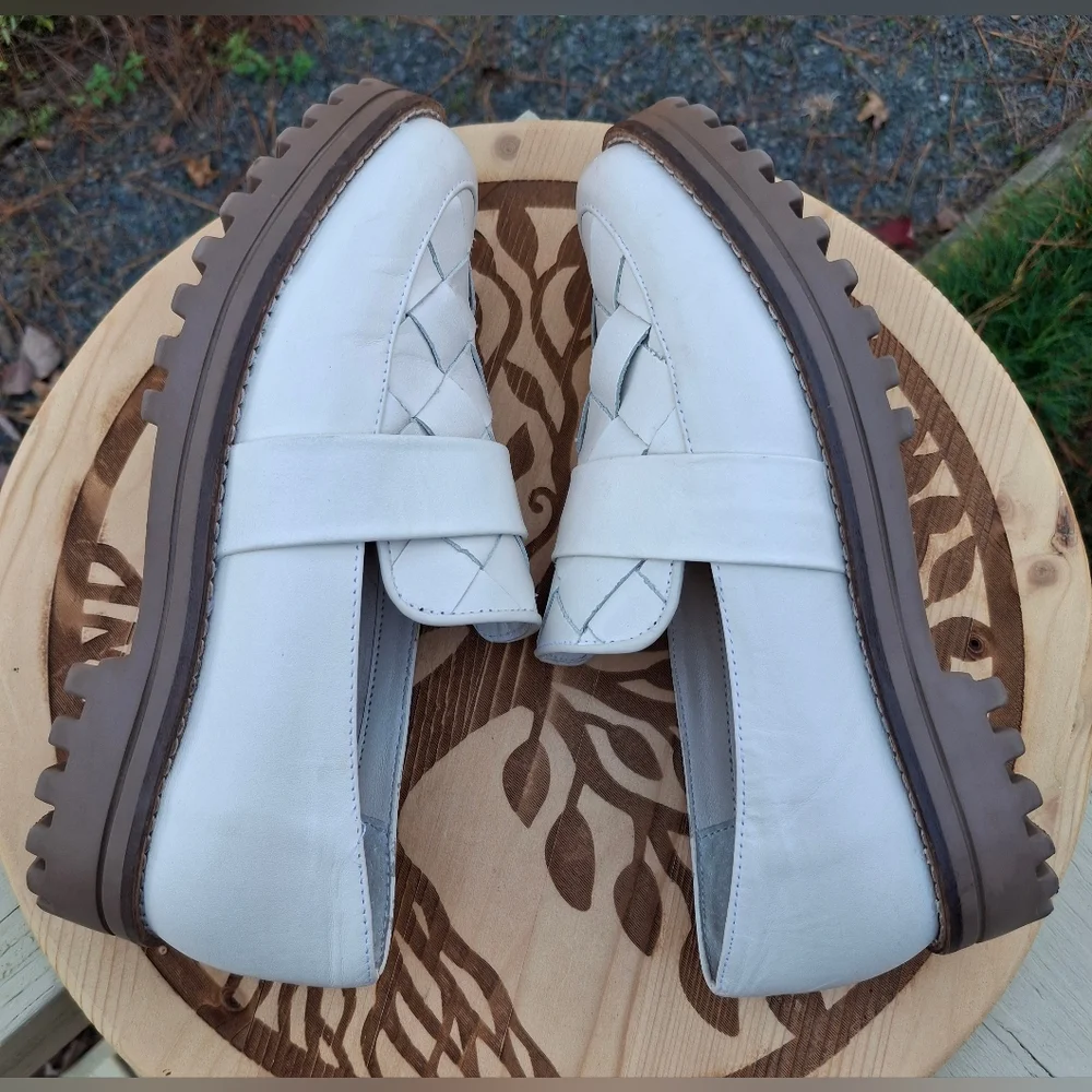 Dolce Vita Women's Aubree Ivory Woven Leather Lug Sole Loafers Size 8.5 - Picture 3 of 9